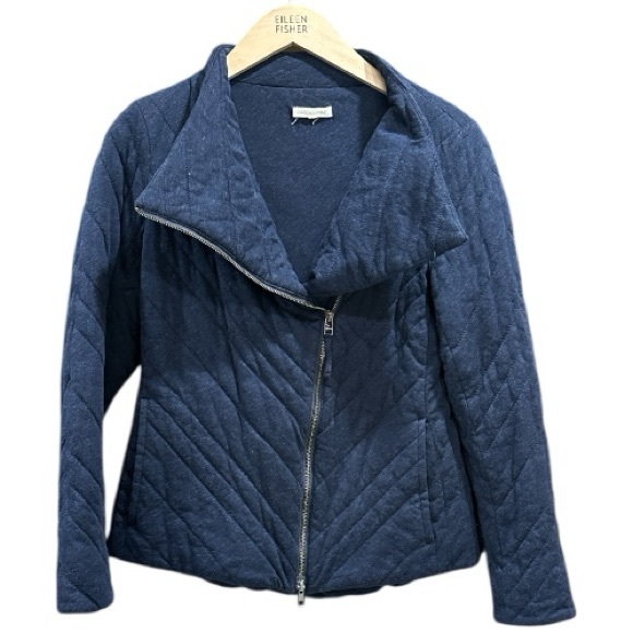 Eileen Fisher Navy Quilted Jacket - Picture 2 of 11